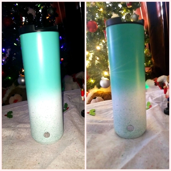 starbucks mint green aqua white confetti stainless - Picture 1 of 1